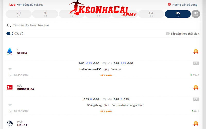 Cập nhật kết quả bóng đá trực tuyến tại keonhacai.army